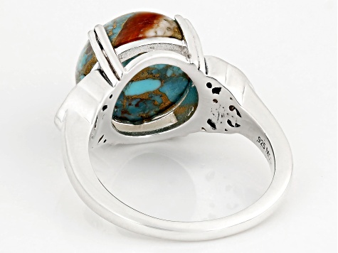 Blended Composite Turquoise With Spiny Oyster Shell Sterling Silver Ring 12mm