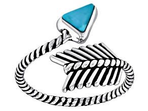 Blue Turquoise Sterling Silver Arrow Bypass Ring 5x4mm