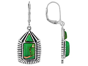 10x7mm Green Composite Turquoise Sterling Silver Earrings