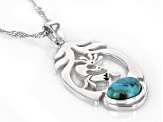 Blue Composite Turquoise Sterling Silver Kokopelli Motif Pendant With 18" Singapore Chain