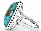 Blended Turquoise & Spiny Oyster Shell Sterling Silver Ring 22x16mm