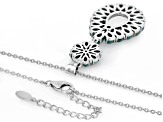 Blue Composite Turquoise & Coral Accent Sterling Silver Pendant With 18" cable Chain, 6x4mm