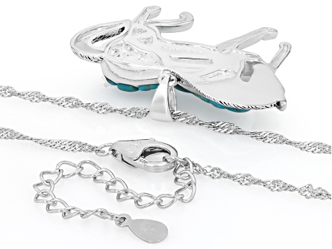 Composite Turquoise Sterling Silver Horse Pendant With 18" Singapore Chain