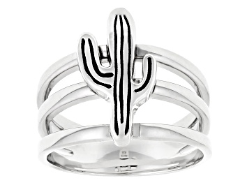 Picture of Rhodium Over Sterling Silver Cactus Motif Ring