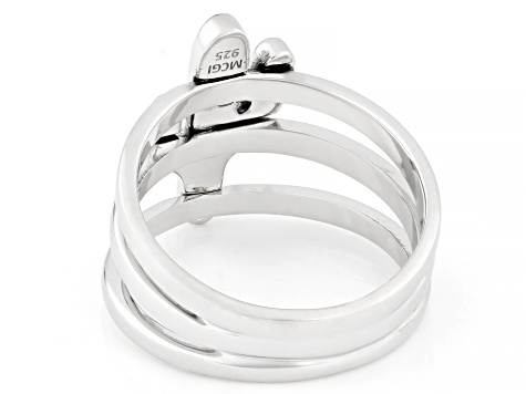 Rhodium Over Sterling Silver Cactus Motif Ring