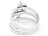 Rhodium Over Sterling Silver Cactus Motif Ring