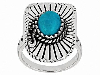 Picture of Blue Composite Turquoise Sterling Silver Cowboy Hat Ring 9x7mm