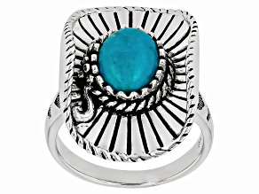 Blue Composite Turquoise Sterling Silver Cowboy Hat Ring 9x7mm