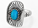 Blue Composite Turquoise Sterling Silver Cowboy Hat Ring 9x7mm