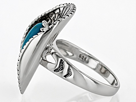 Blue Composite Turquoise Sterling Silver Cowboy Hat Ring 9x7mm