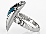 Blue Composite Turquoise Sterling Silver Cowboy Hat Ring 9x7mm
