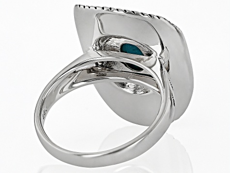 Blue Composite Turquoise Sterling Silver Cowboy Hat Ring 9x7mm