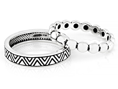 Sterling Silver Set of 2 Band Rings - SWE4008 | JTV