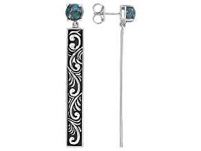 Blue Composite Turquoise Sterling Silver Drop Earrings 7mm