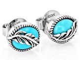 Sleeping Beauty Turquoise Sterling Silver Feather Stud Earrings 9x7mm