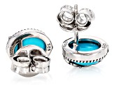 Sleeping Beauty Turquoise Sterling Silver Feather Stud Earrings 9x7mm