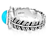 8x6mm Sleeping Beauty Turquoise Sterling Silver Feather Ring