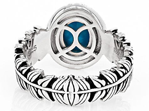 8x6mm Sleeping Beauty Turquoise Sterling Silver Feather Ring