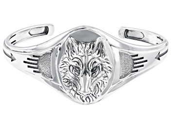 Picture of Sterling Silver Men's "Wolf" Motif Cuff Bracelet