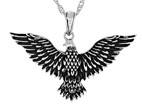 Sterling Silver Eagle Pendant With 18" Singapore Chain