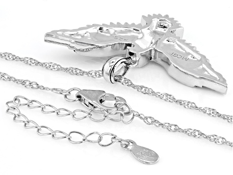 Sterling Silver Eagle Pendant With 18