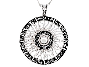 40mm Oxidized Sterling Silver Sun Pendant With 18" Singapore Chain