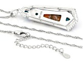 Spiny Oyster Shell With Composite Turquoise And Enamel Sterling Silver Pendant With Chain