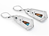 Spiny Oyster With Blue Composite Turquoise and Enamel Sterling Silver Dangle Earrings, 12x6mm