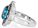 Blue Turquoise Sterling Silver Modern Cross Ring 10x10mm