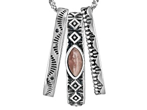 Rhodochrosite Sterling Silver 3 Piece Pendant With 18" Singapore Chain Set 8x4mm