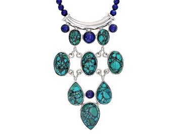 Picture of Lapis & Clue Composite Turquoise Sterling Silver Statement Necklace