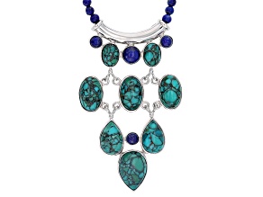 Lapis & Blue Composite Turquoise Sterling Silver Statement Necklace