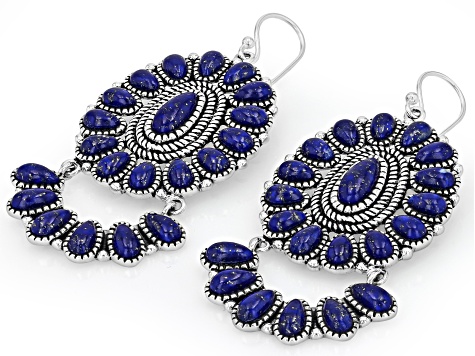 Pear Shaped Blue Lapis Sterling Silver Dangle Earrings 9x4mm, 6x3mm, 5x3mm