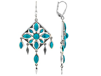 Picture of Kingman Turquoise Sterling Silver Dream Catcher Earrings