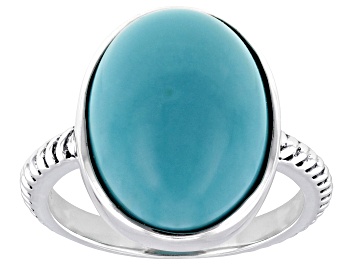 Picture of Sleeping Beauty Turquoise Sterling Silver Solitaire Ring 16x12mm