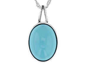 Sleeping Beauty Turquoise Sterling Silver Pendant With 18" Singapore Chain 16x12mm