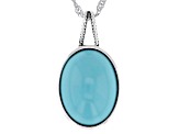 Sleeping Beauty Turquoise Sterling Silver Pendant With 18" Singapore Chain 16x12mm