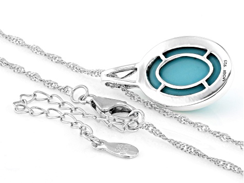 Sleeping Beauty Turquoise Sterling Silver Pendant With 18" Singapore Chain 16x12mm