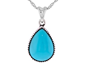 Sleeping Beauty Turquoise Sterling Silver Pendant With Chain 16x12mm
