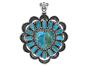 Kingman Composite Turquoise Sterling Silver Heart Enhancer Pendant 21mm