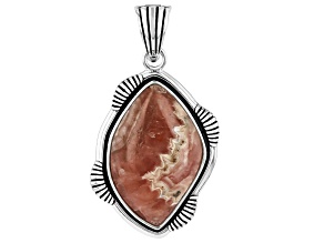 Rhodochrosite Sterling Silver Enhancer Pendant 25x12mm