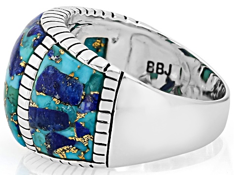 Blended Turquoise & Lapis Lazuli Sterling Silver Inlay Ring