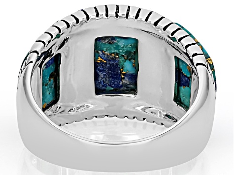 Blended Turquoise & Lapis Lazuli Sterling Silver Inlay Ring