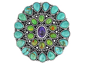 Purple, Green & Blue Composite Turquoise Sterling Silver Ring