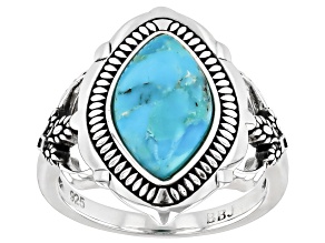 13x8mm Marquise Turquoise Sterling Silver Solitaire Ring