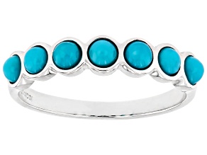 Sleeping Beauty Turquoise Rhodium Over Sterling Silver Band Ring 3mm