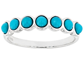 Picture of Sleeping Beauty Turquoise Rhodium Over Sterling Silver Band Ring 3mm