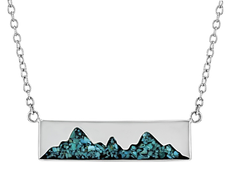 Blue Composite Turquoise Sterling Silver Mountain Landscape Bar