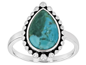 Blue Composite Turquoise Sterling Silver Ring, 12x8mm