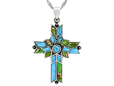 Mixed Shaped Blue & Green Composite Turquoise Sterling Silver